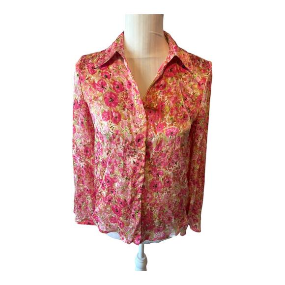 Industry Pink Floral Button Down Size S - Picture 1 of 4